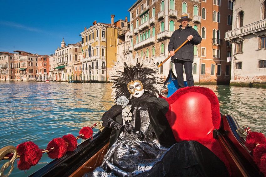 Costumed person in a gondola