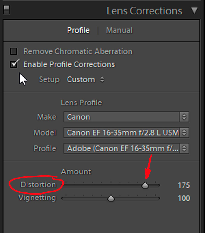 Manual override of the automatic profile correction Manual override of the automatic profile correction