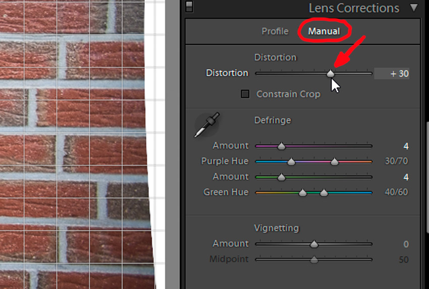 Fully manual distortion correction Fully manual distortion correction